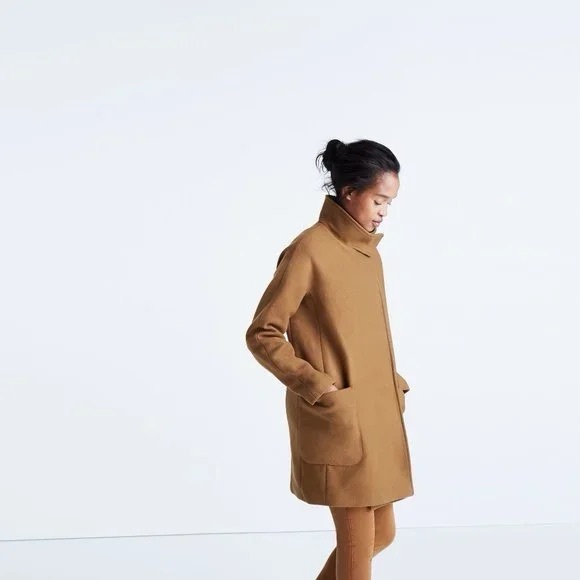 nwt MADEWELL City Grid Coat Burnished Cedar Tan Wool Size 4 - Picture 2 of 6